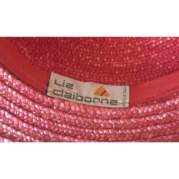 Vintage 80s Liz Claiborne Wide-Brim Straw Hat Classic Summer Sun Hat Made Italy! - Picture 8 of 8